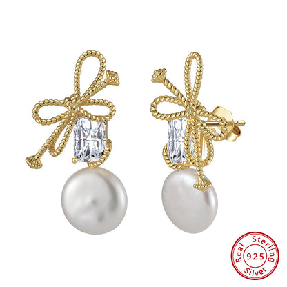 Boucles d’oreilles perles d’eau douce plaqué OR 14K en ARGENT 925  – Élégance naturelle en argent 925