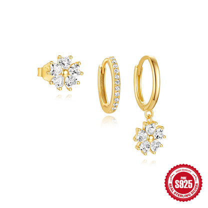 Boucles d’Oreilles Trio tendance en ARGENT 925  – Style Chic Doux