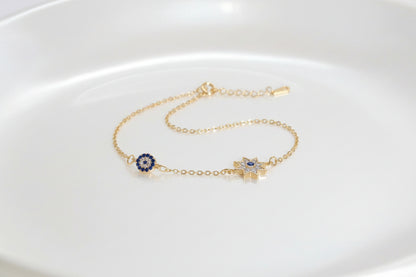 Women's 925 Gold Plated Bracelet – Protective Eye & Elegant Star | JIO Bijoux