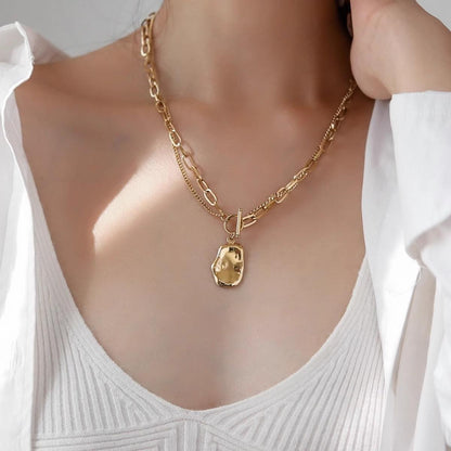 Collier Double Plaqué OR & ARGENT – Design Moderne Bicolore 50 cm