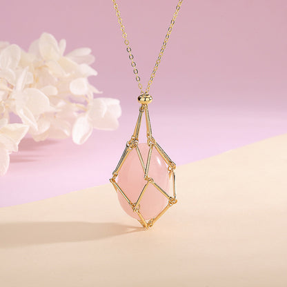 Collier Pierre Cristalline Naturelle Polie – Élégance Rétro et Énergie Bienfaisante
