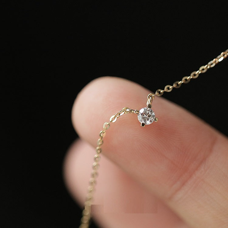 Chaîne Solitaire pour Femme en OR jaune 14 carats – Élégance pure et Intemporelle