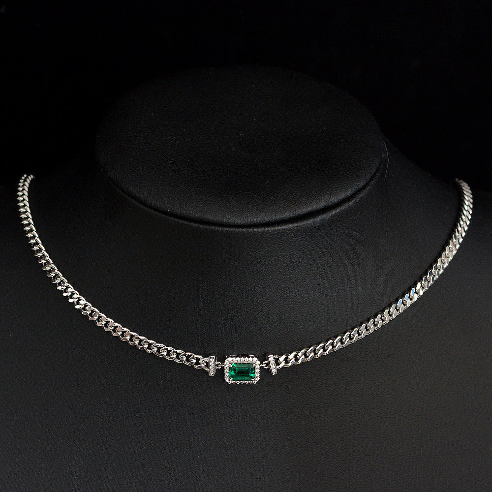 Collier en ARGENT 925 avec Pendentif Émeraude – Élégance simple et luxueuse