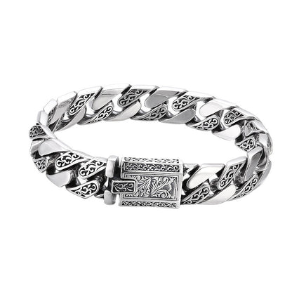 Bracelet gravé en ARGENT massif S925 – Élégance Intemporelle pour Homme