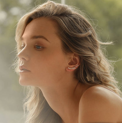 Boucles d’oreilles tige horizontale avec PERLES D'or – Élégance Moderne | JIO Bijoux