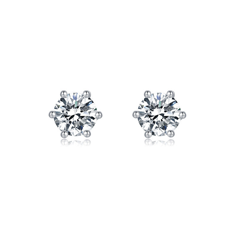Ensemble de boucles d’oreilles en ARGENT 925 à six griffes – Éclat pur de la moissanite