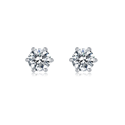Ensemble de boucles d’oreilles en ARGENT 925 à six griffes – Éclat pur de la moissanite