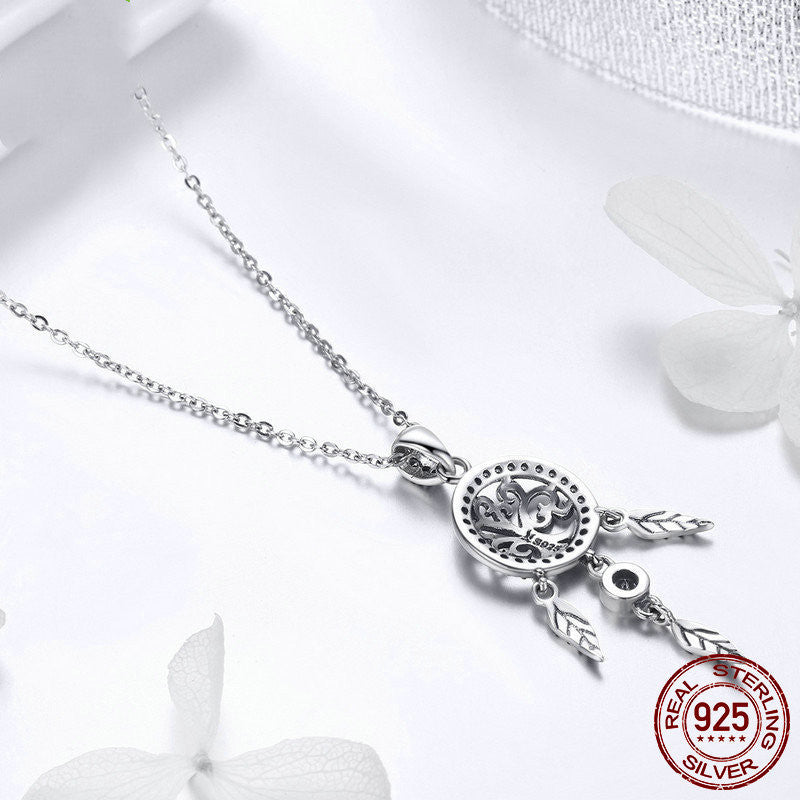 Chaîne Attrape-Rêves en ARGENT S925 et Zircon – Élégance Spirituelle et Raffinée