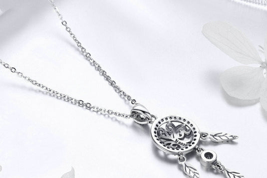 Collier Femme Capteur de Rêves Argent S925 et Zircon – Élégance Spirituelle et Raffinée
