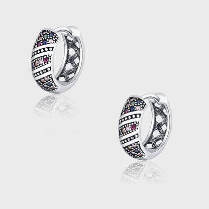 Boucles d’oreilles rétro en ARGENT 925 et Zircons colorés – Élégance Thaïlandaise