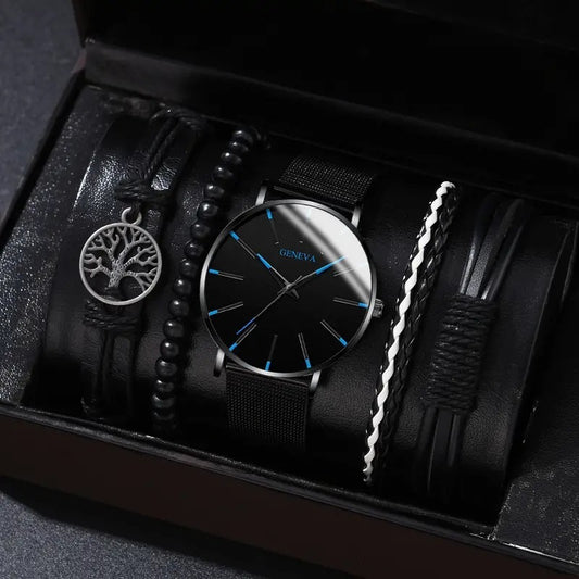Montre Homme à Quartz avec Bracelet – Style Simple & Tendance