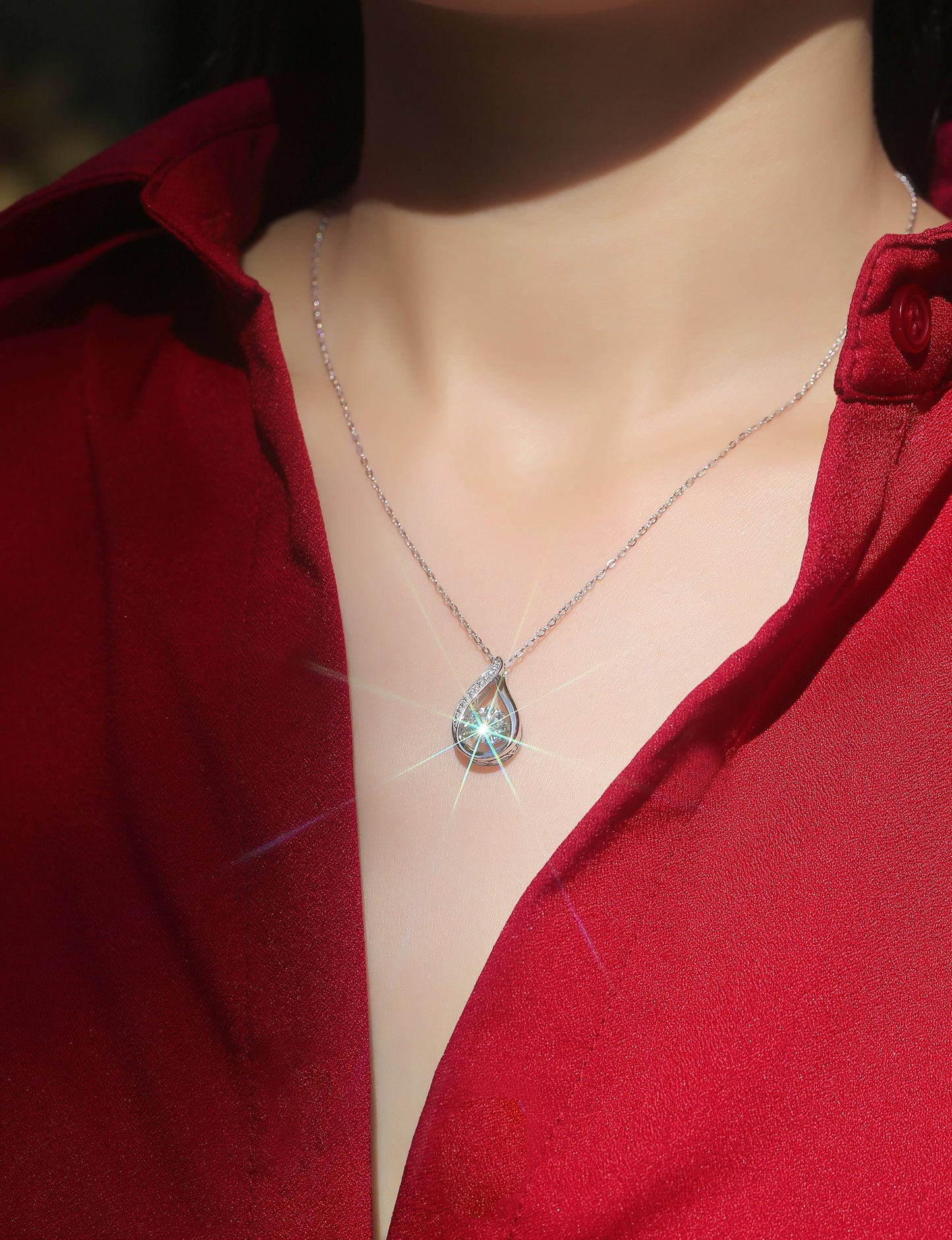 Chaîne pendentif ARGENT 925 Smart Drop en Diamant Mosan | Ornements Argentés de Luxe
