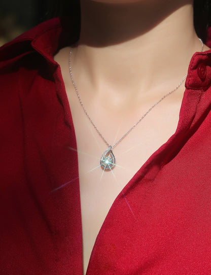 Chaîne pendentif ARGENT 925 Smart Drop en Diamant Mosan | Ornements Argentés de Luxe