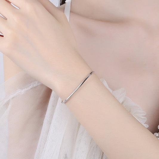 Bracelet chaîne en ARGENT S925 – Design carré os de serpent