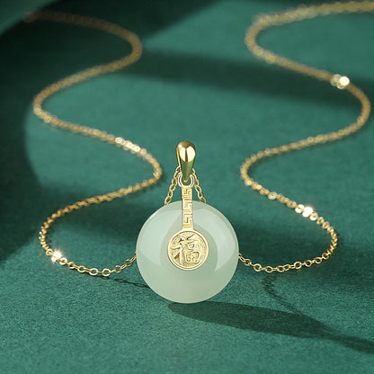 Collier Jade Hetian et ARGENT 925 – Élégance Vintage & Symbole de Paix