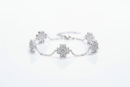 Bracelet Femme trèfle 4 feuilles  Argent 925 avec Moissanite Haute Brillance