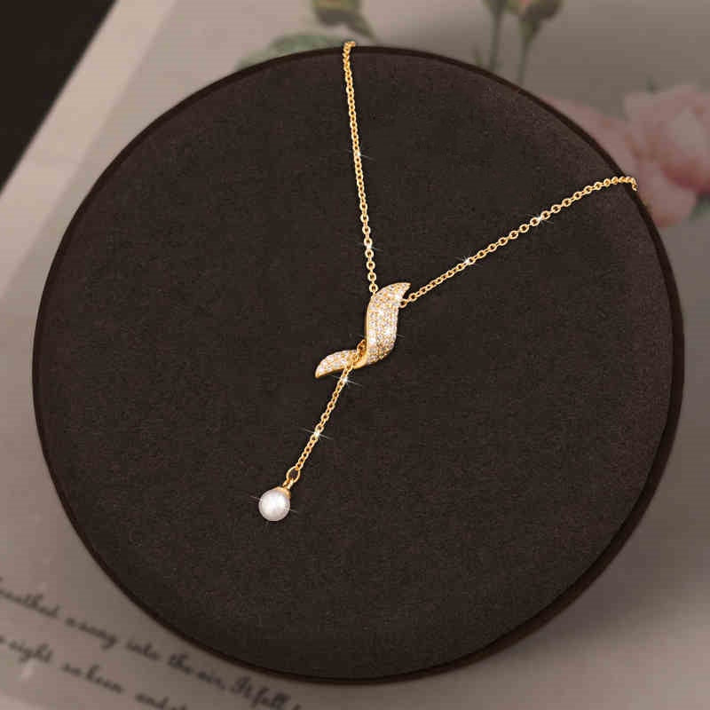 Collier Femme Doré avec Pendentif Perle Élégant