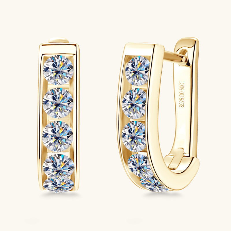 Boucles d’oreilles tendance en forme U avec diamants 0,5 ct  –  ARGENT S925 plaqué OR