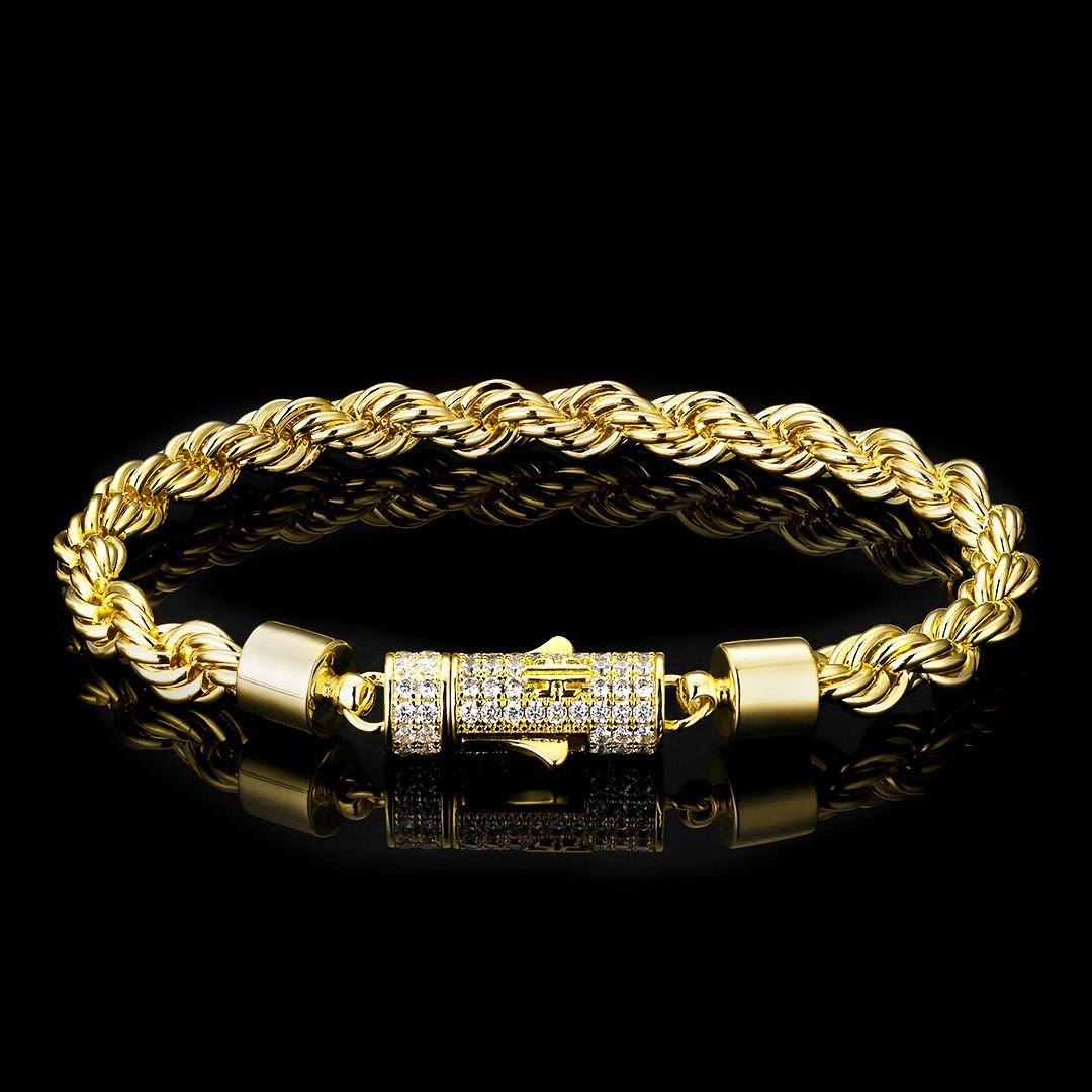 Bracelet Chaîne Torsadée 6 mm – OR ou OR Blanc, Élégance