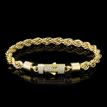 Bracelet Chaîne Torsadée 6 mm – OR ou OR Blanc, Élégance
