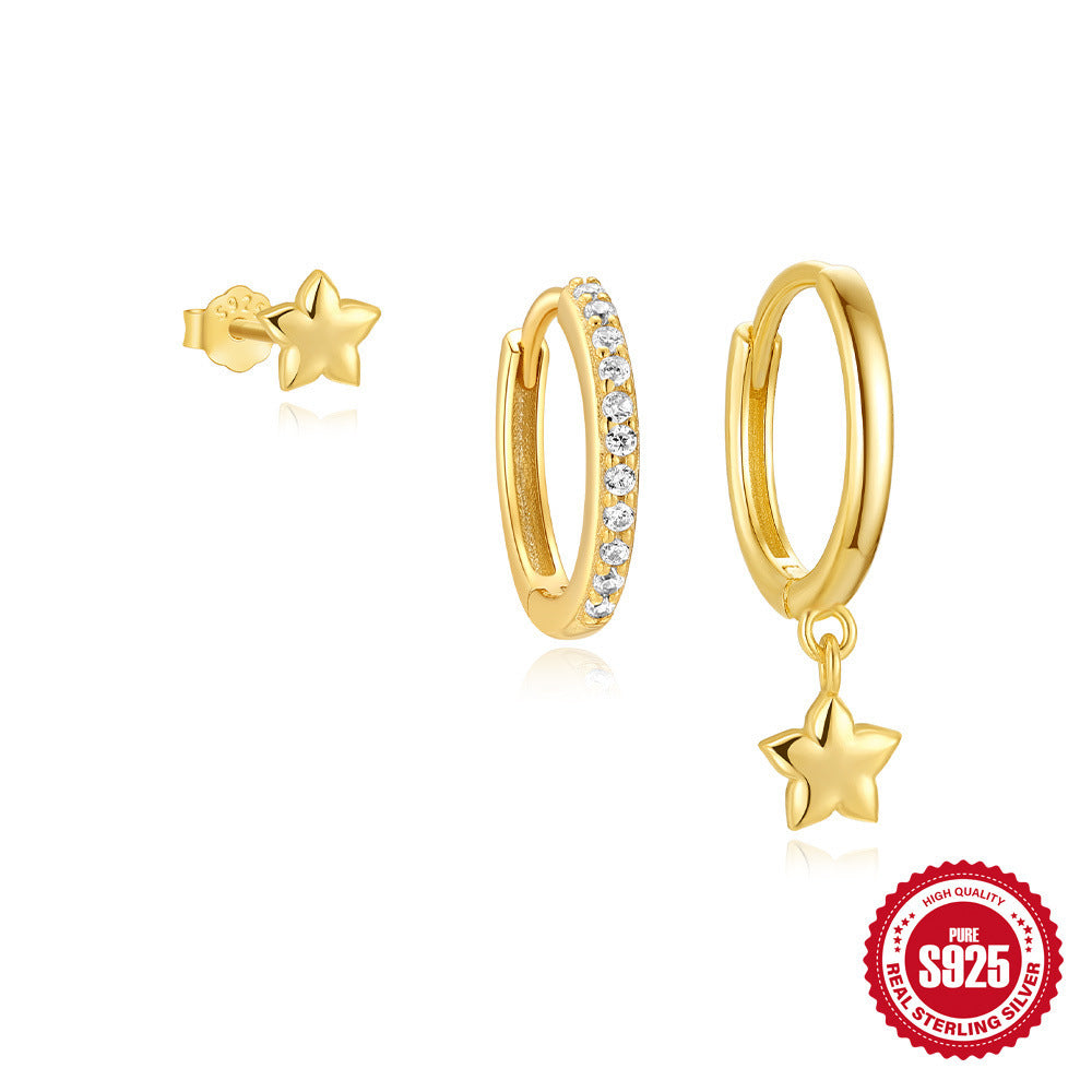 Boucles d’Oreilles Trio tendance en ARGENT 925  – Style Chic Doux
