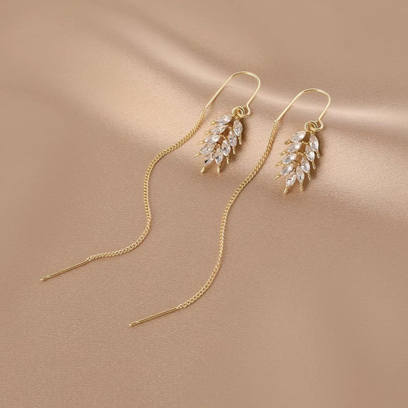 Boucles d’Oreilles Pendantes Blé Doré – Élégance Naturelle en Cuivre