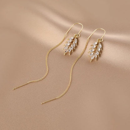 Boucles d’Oreilles Pendantes Blé Doré – Élégance Naturelle en Cuivre