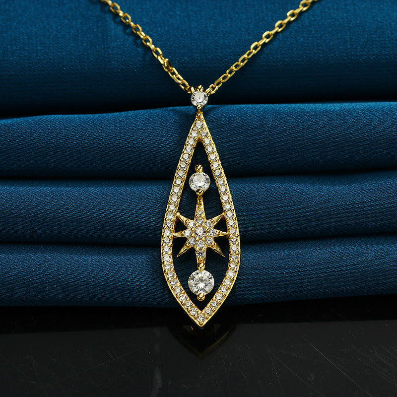 Collier Femme en Argent 925 avec Pendentif Goutte Brillant