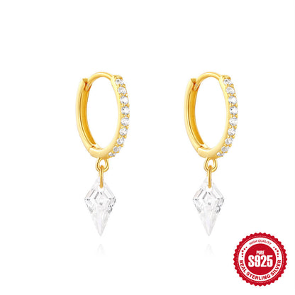 Boucles d’oreilles pendantes en ARGENT 925 avec Zirconia – Élégance classique
