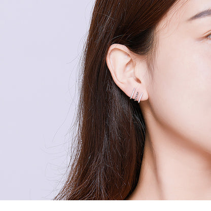Boucles d’oreilles en ARGENT S925 à trois couches – Élégance coréenne