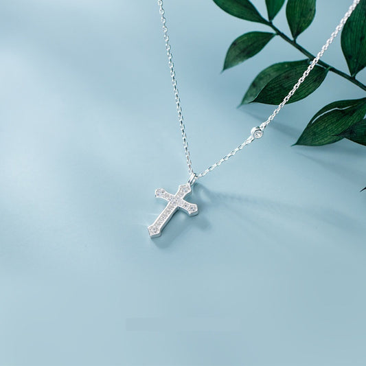 Chaîne avec Croix en ARGENT S925 – Élégance Décontractée pour Homme et Femme