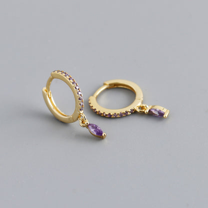 Boucles d’Oreilles anneaux avec pendentifs Pierres Multicolores – ARGENT S925