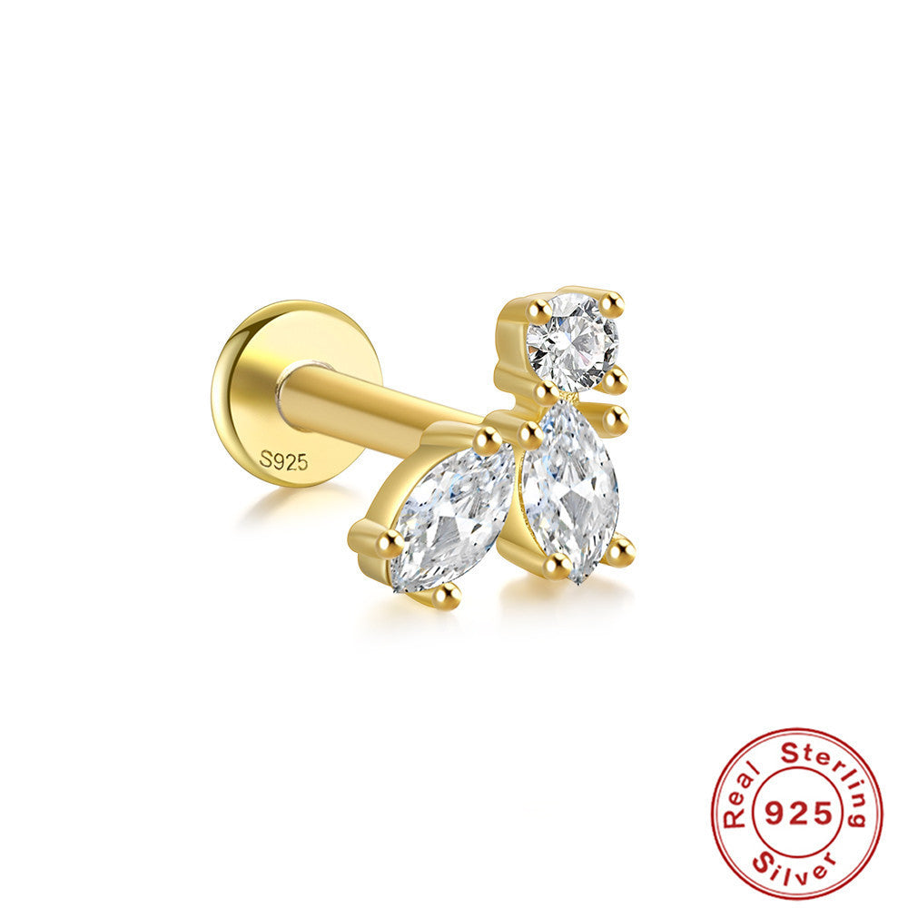 Boucles d’oreilles en ARGENT S925 à tige multiformes et Zircons scintillants