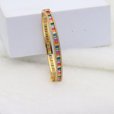 Bracelet Arc-en-Ciel en ZIRCON Plaqué OR 14 Carats – Éclat Coloré et Élégance Moderne