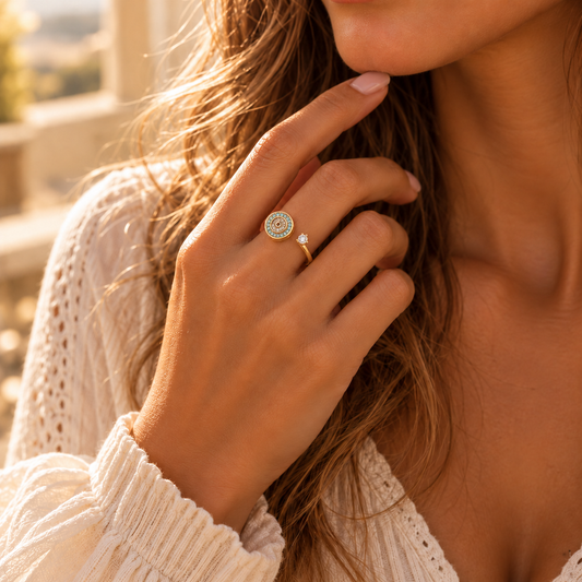 Women's Rotating Anti-Stress Ring | Adjustable Knot Ring with Zircons – JIO Bijoux