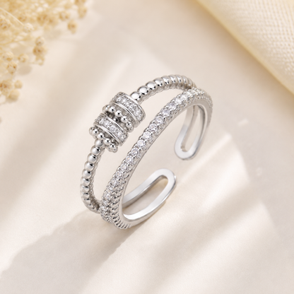 Bague Anti-Stress Rotative Femme | Bague Ajustable Nœud avec Zircons – JIO Bijoux