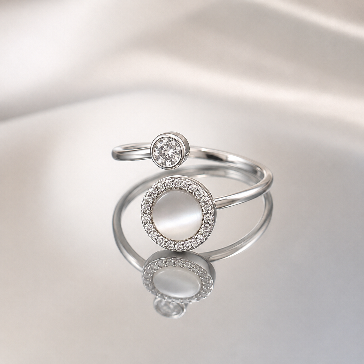 Bague Anti-Stress Rotative Femme | Bague Ajustable Nœud avec Zircons – JIO Bijoux