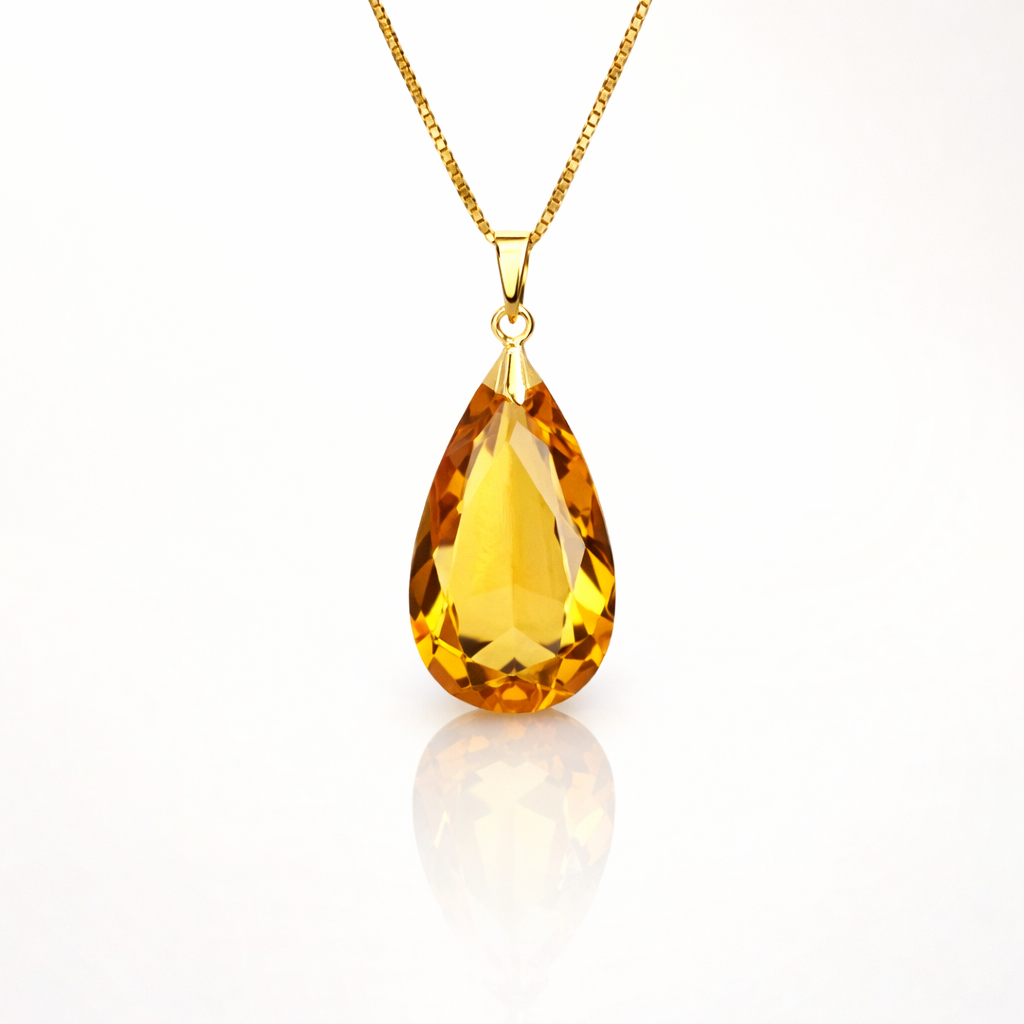 Collier Femme en Or 18K avec Citrine Goutte