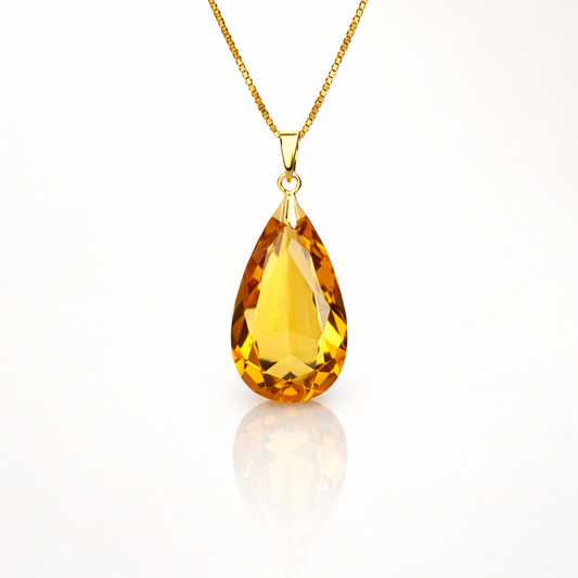 Collier Femme en Or 18K avec Citrine Goutte