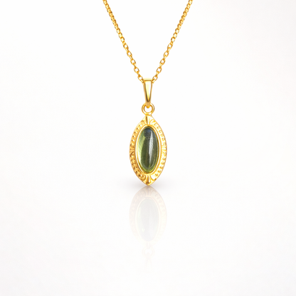 Collier Femme Olivine Naturelle en Argent 925 Plaqué Or