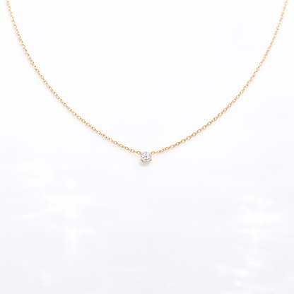 Chaîne Femme Solitaire en OR 14 carats – Élégance pure et Intemporelle