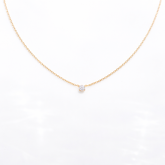 Chaîne Femme Solitaire en OR 14 carats – Élégance pure et Intemporelle