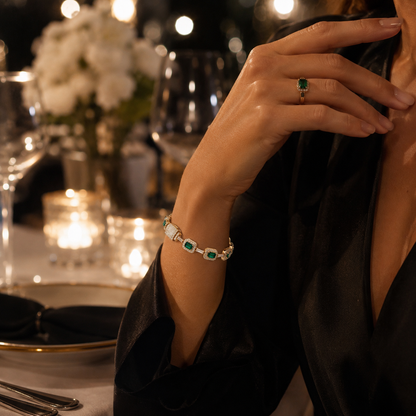 Luxury Emerald & Zircon Bracelet – Premium 7mm Design (Unisex)