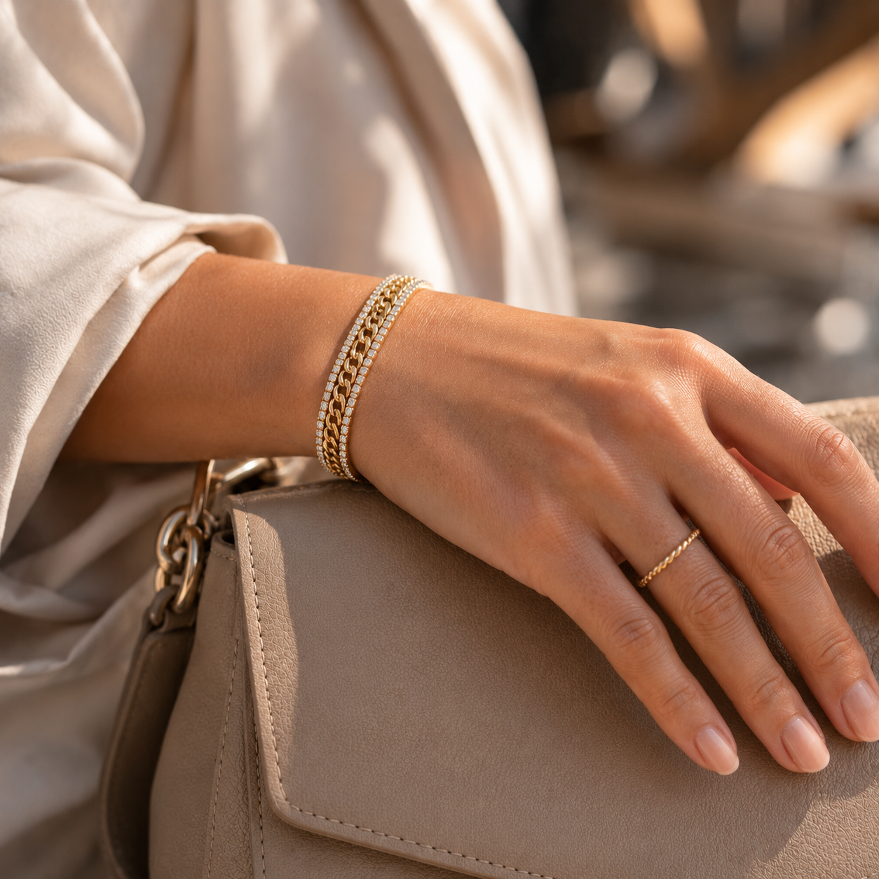 Bracelet Chaîne Doré en Acier Titanium Plaqué Or 14K – Brillance Intense