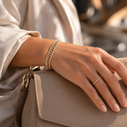 Bracelet Chaîne Doré en Acier Titanium Plaqué Or 14K – Brillance Intense