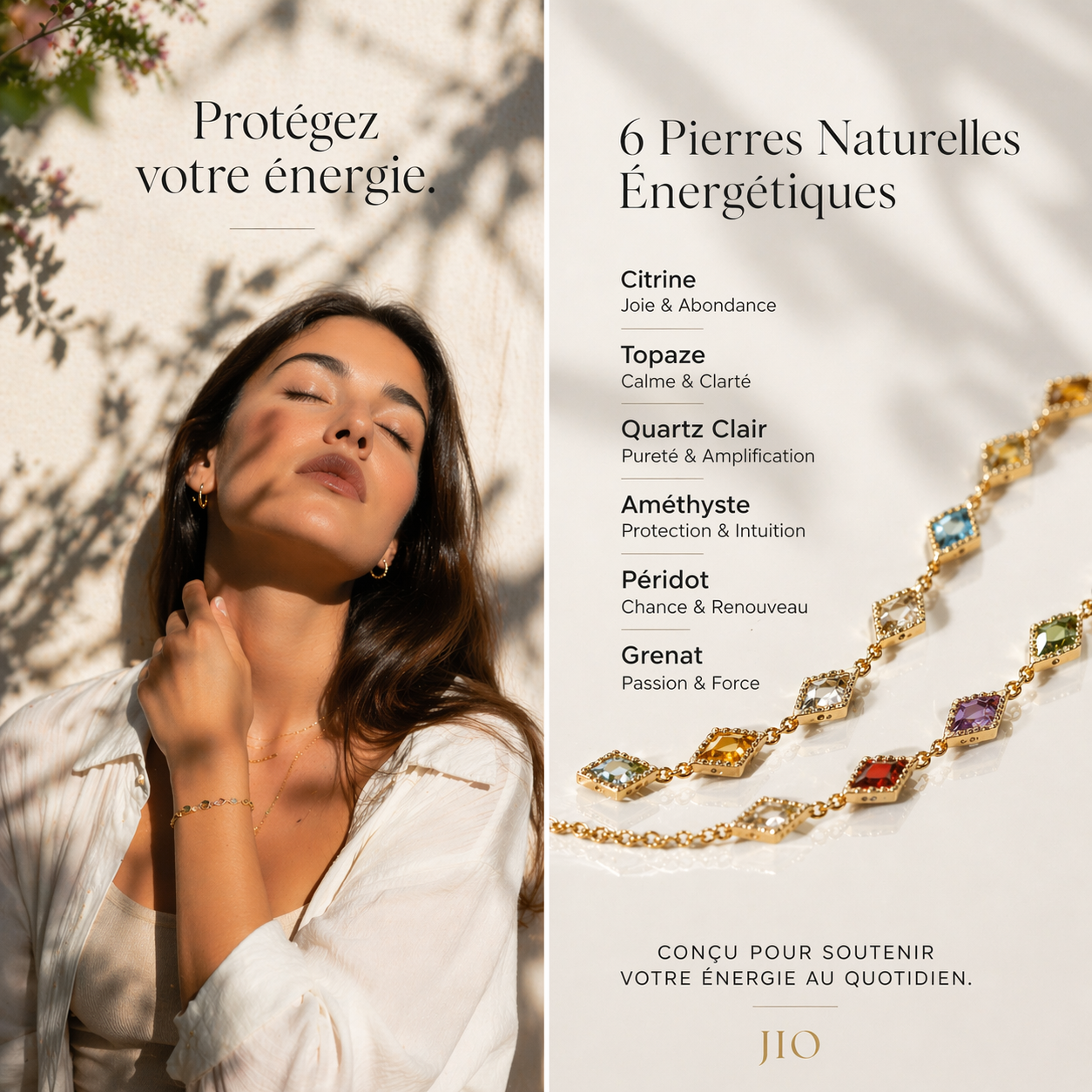 Bracelet Femme Pierres Naturelles | Bijou spirituel | Énergie- Chance