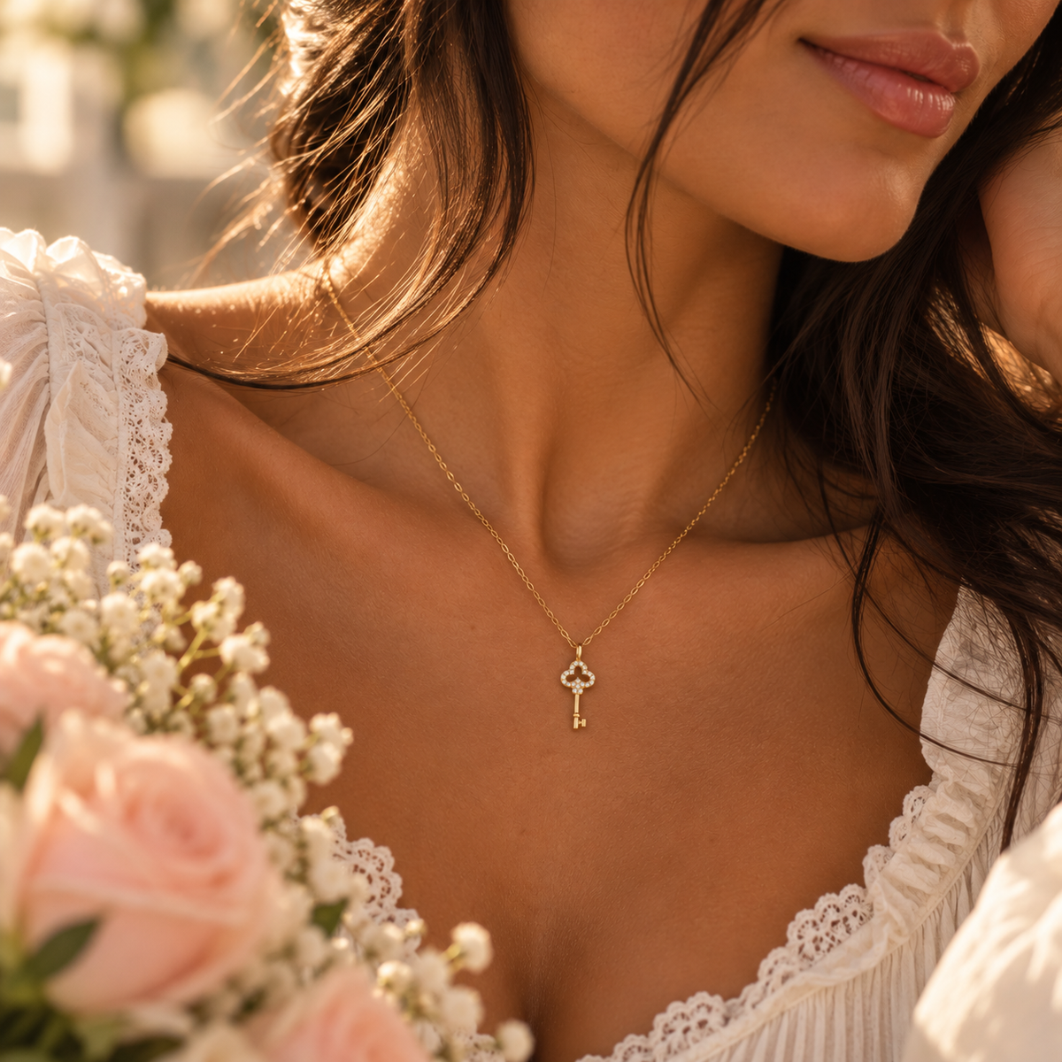 Collier Femme Clé du bonheur en Argent 925