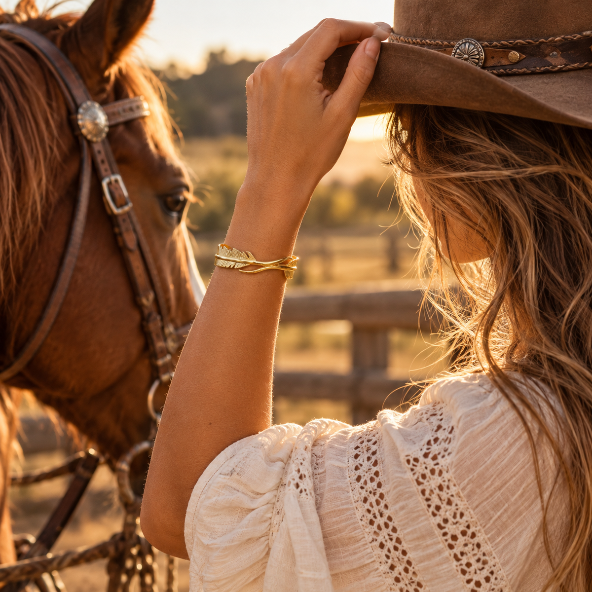 Women's Gold Feather Bracelet – Timeless and Chic
