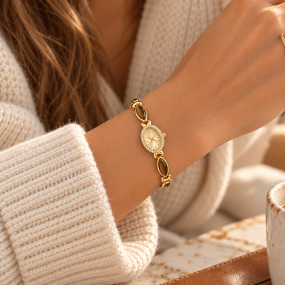 Montre Femme Bracelet avec Pierre Œil de Tigre – Élégance Symbolique