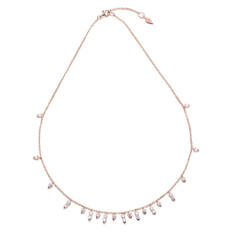 Collier Gouttes Zircon en ARGENT 925 – Finition Or Blanc ou Or Rose